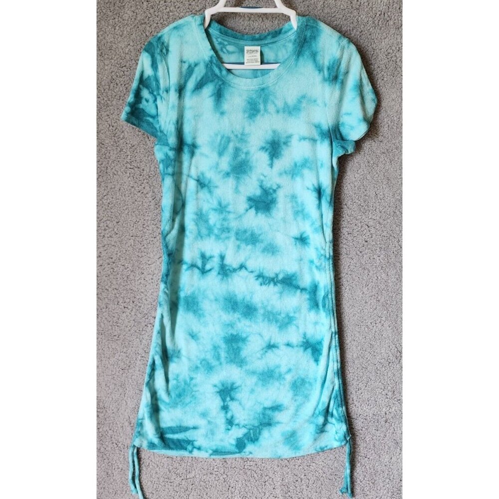 Victoria's Secret Short Sleeve Pullover Cover Up Dress Ruched Terrycloth Blue L